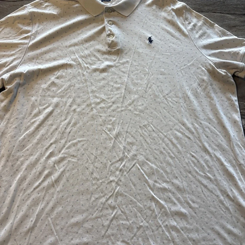 Ralph Lauren Polo Shirt Men's Size XXL Performance Golf Geometric Dot Print Wht